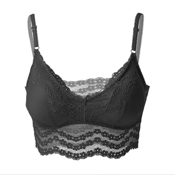 

Bras For Women Wireless Padded Bralette Deep V Lace Bra Sexy Lingerie Underwear Embroidery Floral Tank Top Brassiere Intimates T