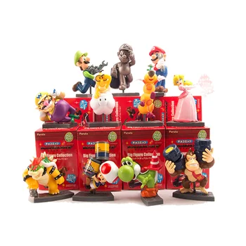 

11Pcs/Set Super Mario Bros.Mario Luigi Peach Toad Yoshi Bowser Wario Donkey Kong Caterpillar Spiny Mini Figures Collection Toys