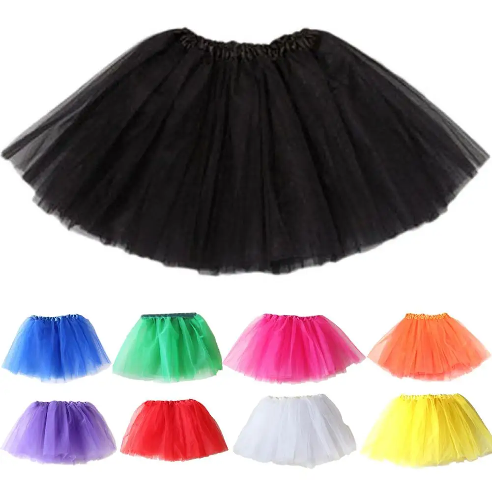 

Fashion Cute Kids Girls Solid Color Girl Tulle Little Princess Fancy Dancewear Ballet Dance Party Tutu Skirt Costume One Size Ne