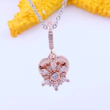 

DoDoFly S925 Sterling Silver New Snowflake And Heart Rose Gold Pendant Fashion Pendant Diy Bracelet Charm