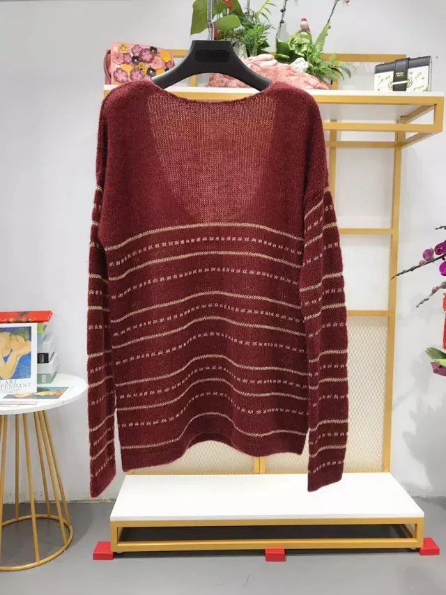 Женский свитер 19 сзади глубокий U открытая спина мохеровый свитер