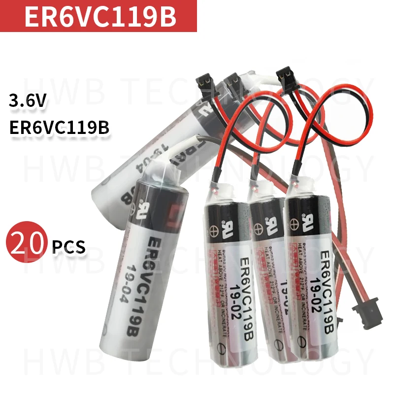 20 шт./лот Новая батарея ER6VC119B ER6V ER14500 PLC/3,6 V 2000mAh литиевая батарея с черным разъем