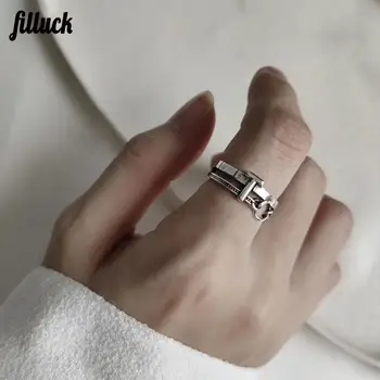 

Filluck Authentic 925 Sterling Silver Index Finger Rings Fine Jewelry Letter T Design Ring Wild Retro Ring Charms Men Women