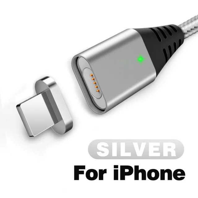 Магнитный кабель GETIHU 2.4A для быстрой зарядки iPhone 11 XS X samsung Quick Charge 3,0 Micro usb type C Магнитный зарядный шнур для телефона - Цвет: For iPhone Silver