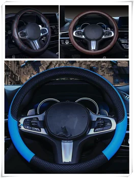 

Premium car auto steering wheel cover 38 cm or 15 inch leather PU for Volkswagen vw 07 EOS 2.0 TF Phaeton 6.0 EOS 2.0 FS