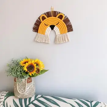 

Nordic Home Weaving Rainbow Tapestry Cotton Hand-Woven Children Room Handmade Woven Cotton Rope Animal