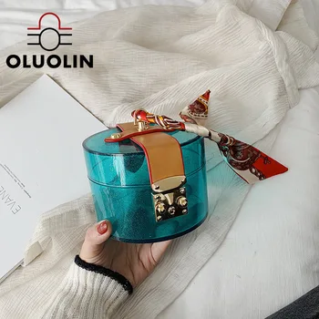 

Mini Bag Women Bag 2020 Summer New Cute Jelly Bag Transparent Bucket Bags Fashion Lock Elegant Ladies Scarf Round Ring Handbag