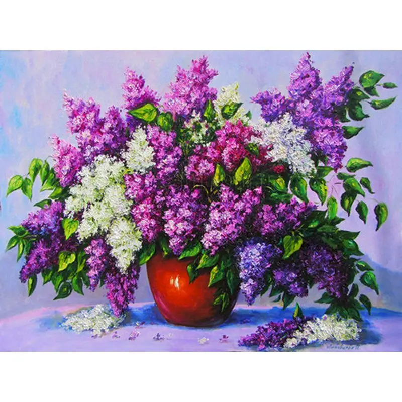

GATYZTORY 50x65cm Canvas Painting By Numbers Kits Purple Flower Oil Paints Diy Gift Drawing Coloring Paints By Number Decor