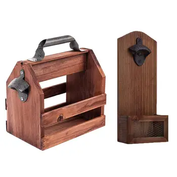 

Bar Tool Stainless Steel Beer Bottle Basket Opener Solid Wood Wine Basket Storage Basket Pine Wooden Box Wine Wine Box