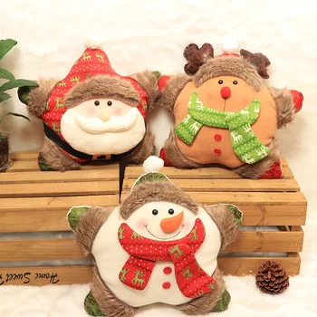 

Christmas pillow fashion cartoon snowman snowflake embroidery cushion hairy five-star pillow Christmas decorations