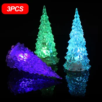 

3pcs Acrylic Christmas Tree Lamp Color Changing LED Light Holiday Dining Table Decoration Home Xmas Party Decor Children Gift