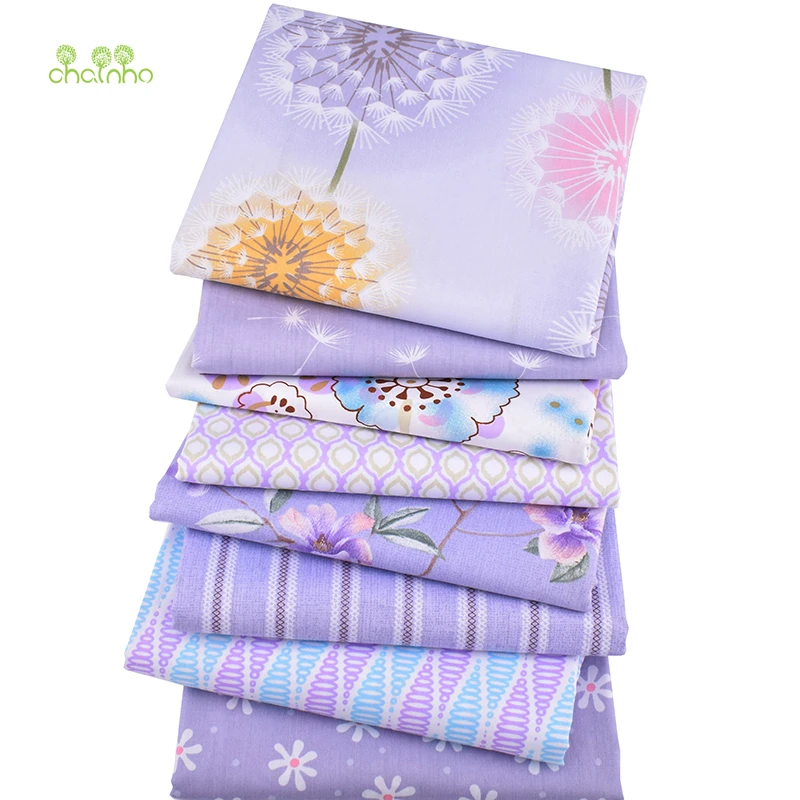 8 шт./лот хлопковая ткань Chainho Twill фиолетовая Цветочная Лоскутная Ткань для сделай