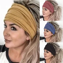 Bandeaux de Yoga larges et solides pour femmes, Turban de course, extensible, Sport, nervuré, accessoires de cheveux pour filles 