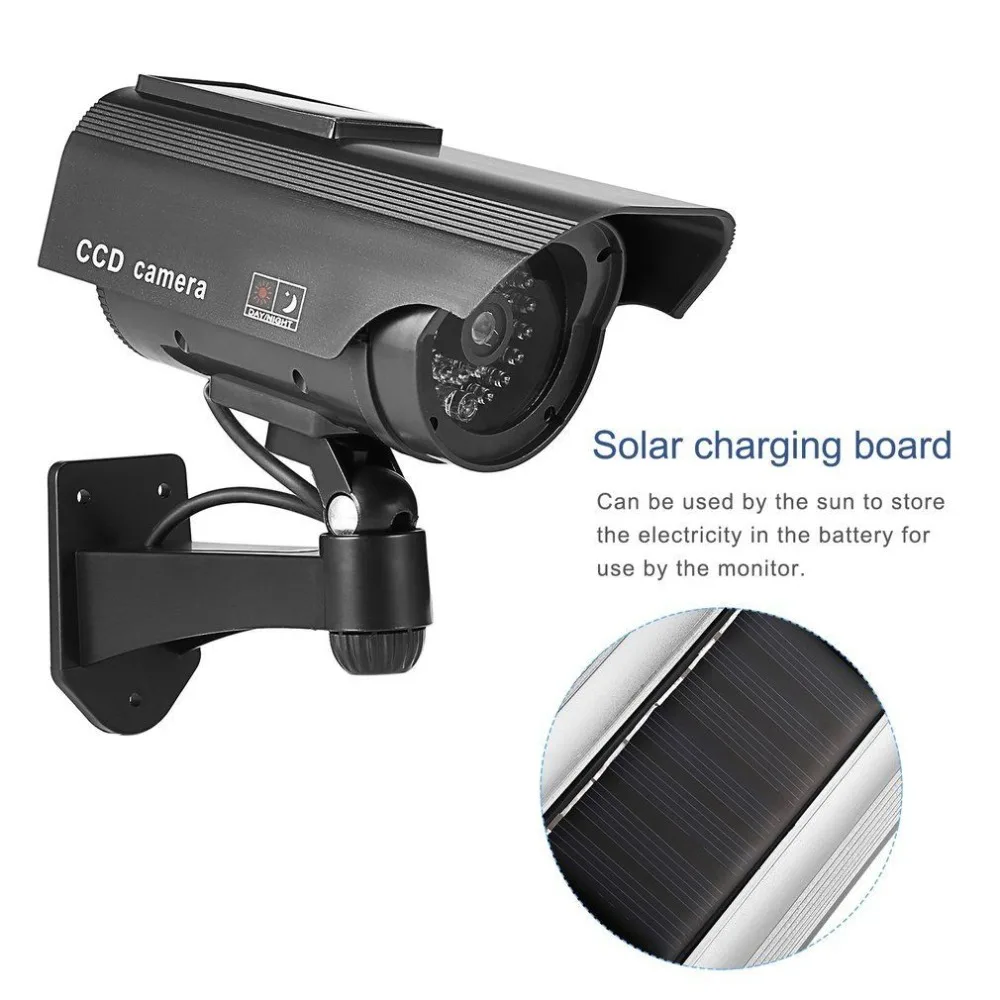 Пустышка Солнечная камера cctv высокая имитация поддельная камера светодиодный красный светильник мигающая наружная домашняя камера видеонаблюдения