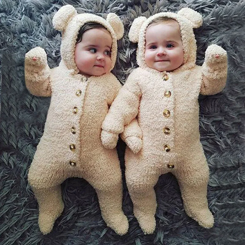 

2019 Newborn Baby Winter Hoodie Clothes Polyester Infant Baby Girls Pink Climbing New Spring Outwear Rompers 3m-18m Boy Jumpsuit