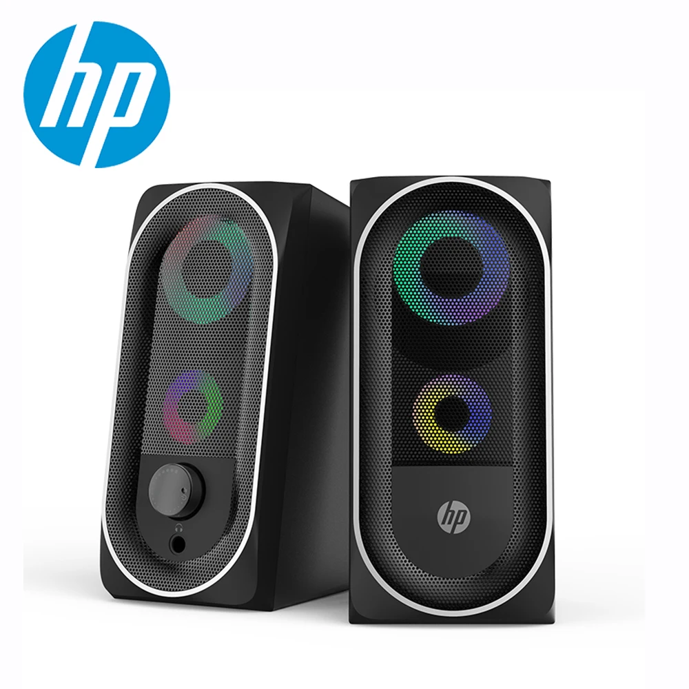 Проводной мини динамик HP для компьютера ПК ноутбука цветная светодиодная