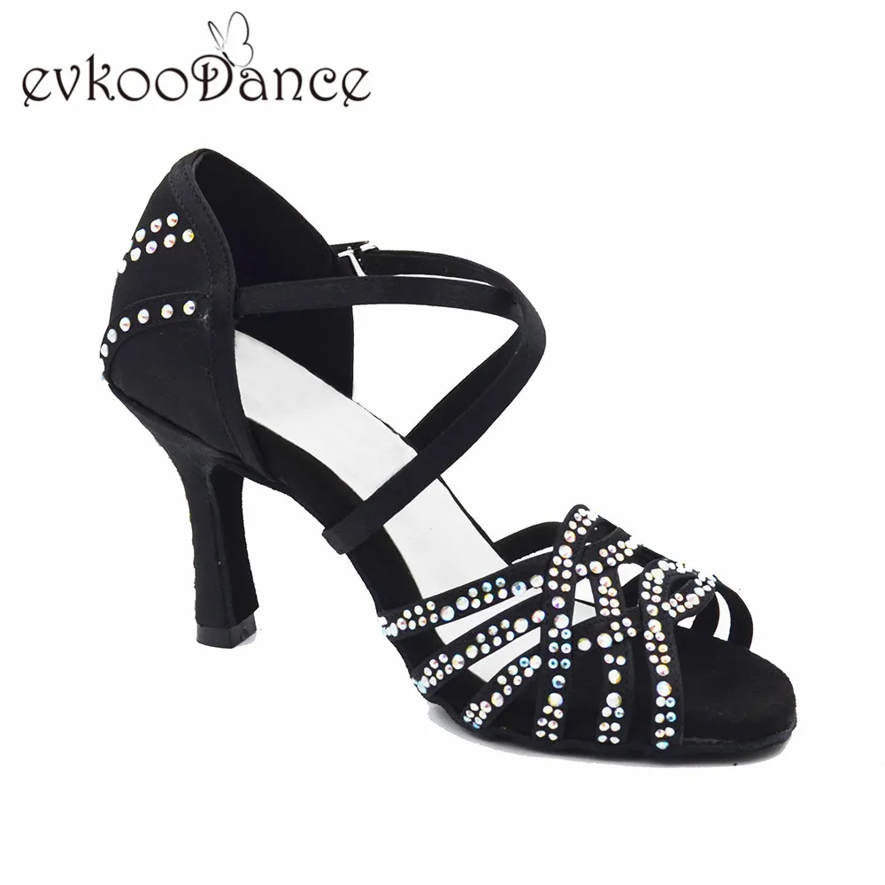 Evkoodance Zapatos De Baile Professional/черные женские танцевальные туфли на высоком каблуке