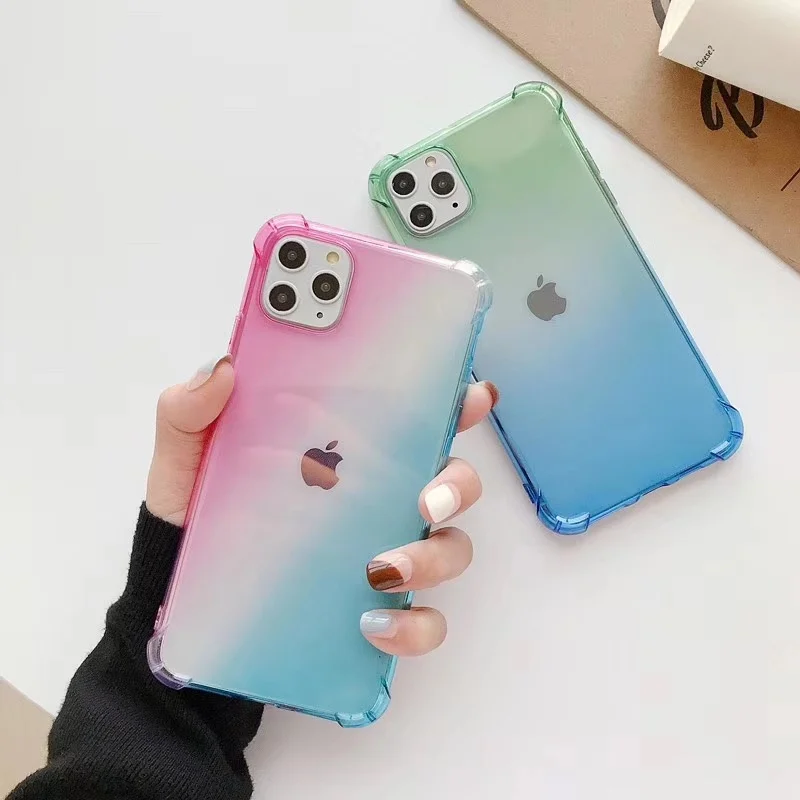 Gradient Change Color Clear Case for iphone 11 Pro MAX Fashion Gasbag Drop-Proof Transparent Soft TPU Cover |