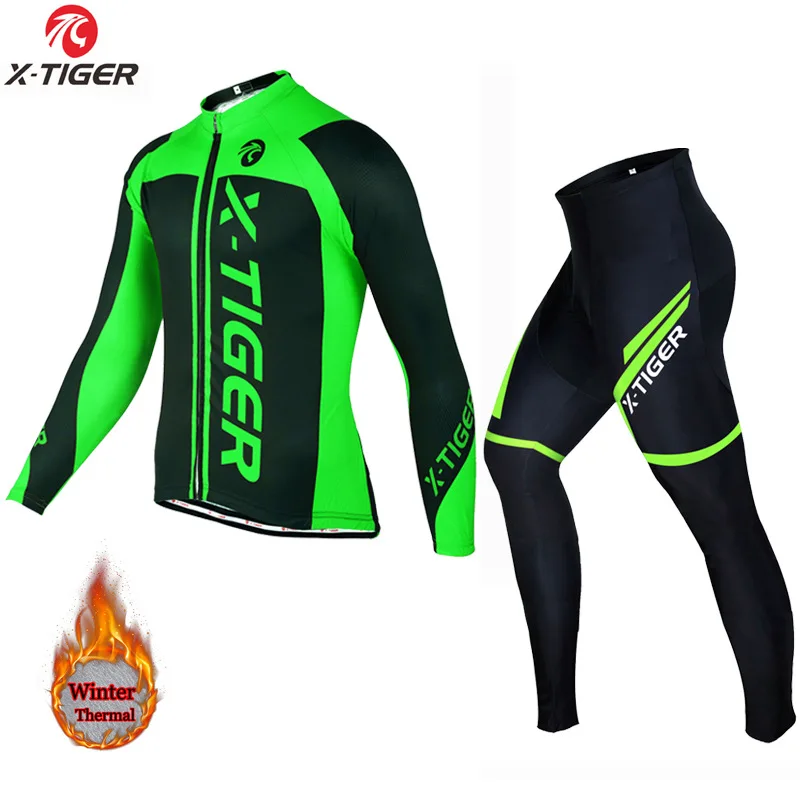 X-tiger cycling long sleeve suit Plush warm outdoor sports | Мужская одежда