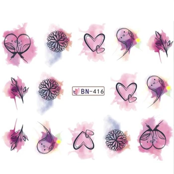 

12 Designs/Set Animal and Flower Mixed Water Transfer Stickers Nail Beauty Decoration Tips