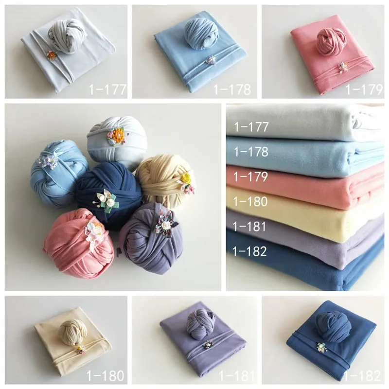 Детские одеяла для фотосъемки обернутые в ткань пеленания и головные уборы