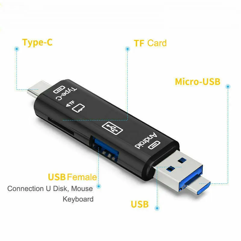 5 в 1 кард-ридер type C Micro USB OTG адаптер SD TF кард-ридер Lector SD кард-ридер для Micro SD TF USB кардридер