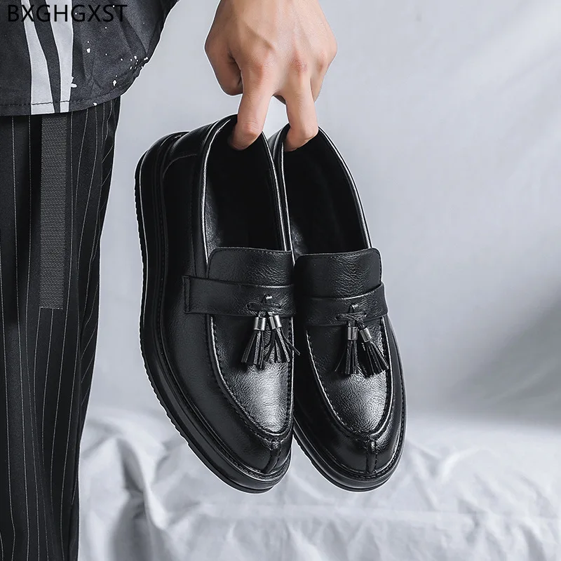 

Brown Mens Dress Shoes Loafers Black Casual Business Shoes Men Tassel Leather Shoes Men Formal Office 2023 Chaussure De Homme