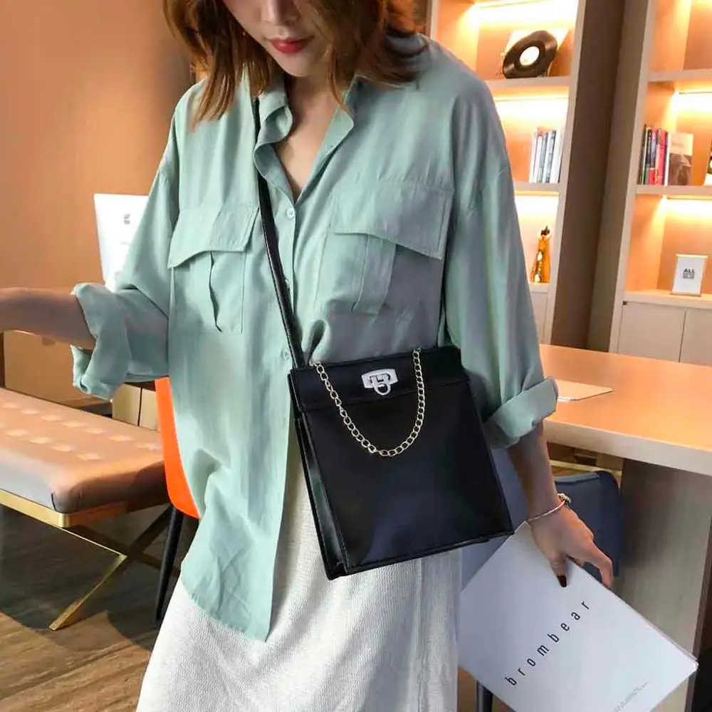

Simple Soft Leather Cross Body Bag For Women 2019 New Chain Shoulder Bag Fashion Chain Handbag Casual Messenger Bags #15