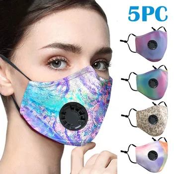 

1/5 PCS PM2.5 Masks Fashion Print Dust Proof Reusable Mouth Face Masks Mouth Cover Carbon Filter Valving Mouth Cover Maschere