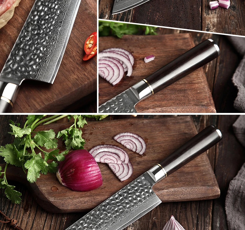 HEZHEN 8," дюймовый нож Gyuto из дамасской стали, кухонный нож Knivs VG10, нож из нержавеющей стали, ножи для мясника шеф-повара с черной ручкой