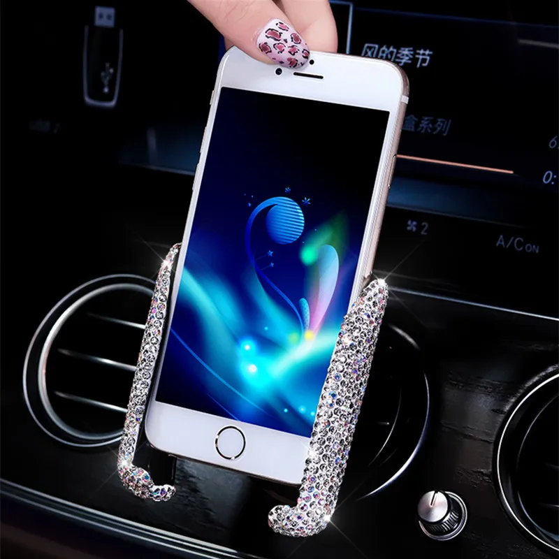 Blingbling модный автомобильный навигационный кронштейн, Алмазный Универсальный держатель для телефона carcell - Цвет: Синий