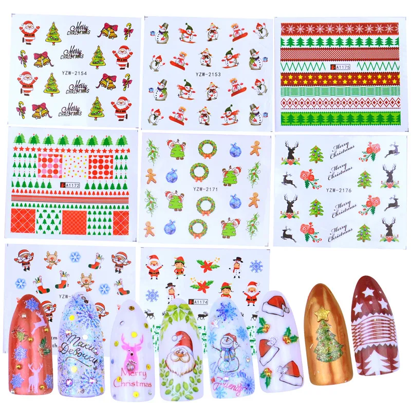 

1 Sheet Nail Water Decals Christmas Pattern Nail Art Decorations Transfer Stickers DIY Manicure