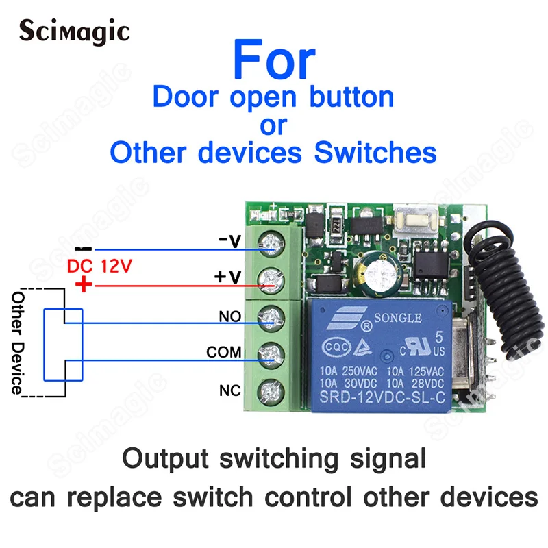 1Pcs RF Transmitter 433 Mhz Remote Controls with Wireless Remote Control Switch DC 12V 1CH relay Receiver Module