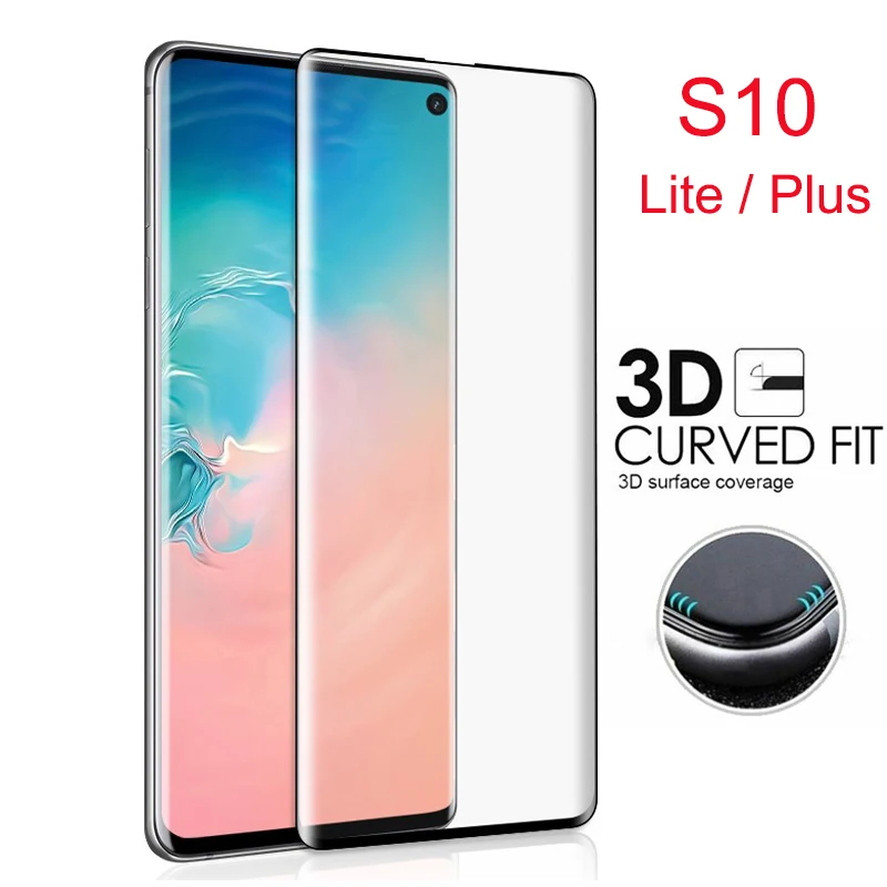 3D Tempered Glass Screen Protector For Samsung Galaxy S10 Plus / S10+ S10 lite glas 10s s 10 Full Cover Protective Glass
