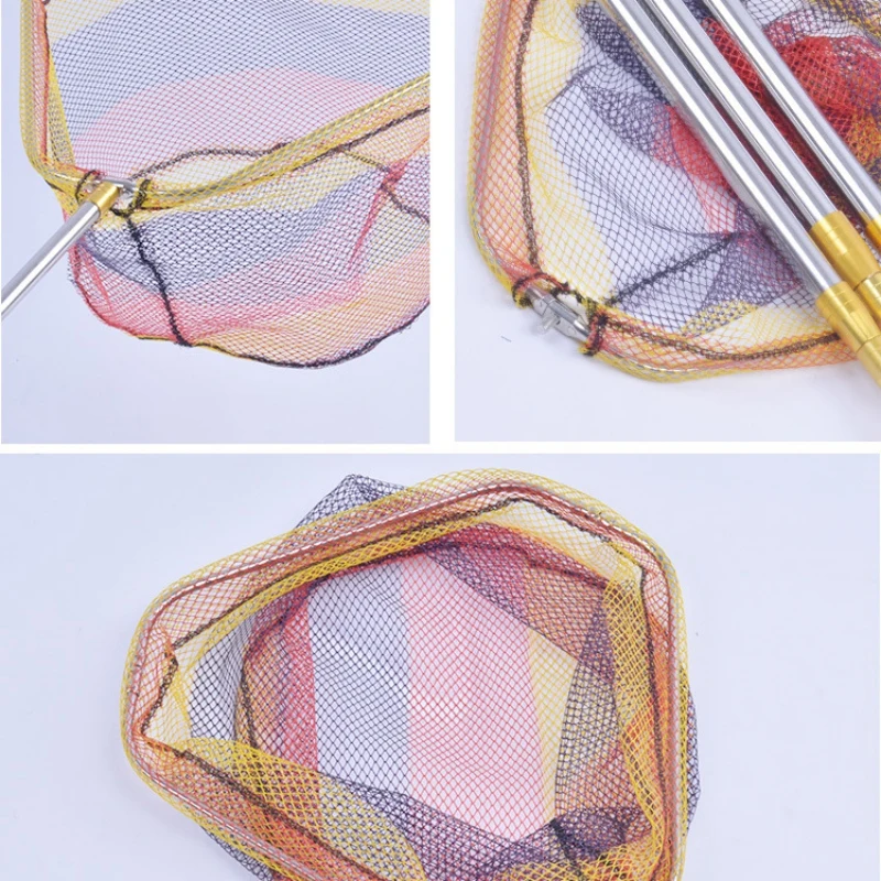 Stainless Steel Frame Colorful Nylon Fishing Net Folding Triangle Net Fishing Accessories