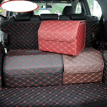 

Car Trunk Organizer Box Storage Bag Auto Trash Tool Bag PU Leather Folding Large Cargo Storage Stowing Tidying Car Accessories