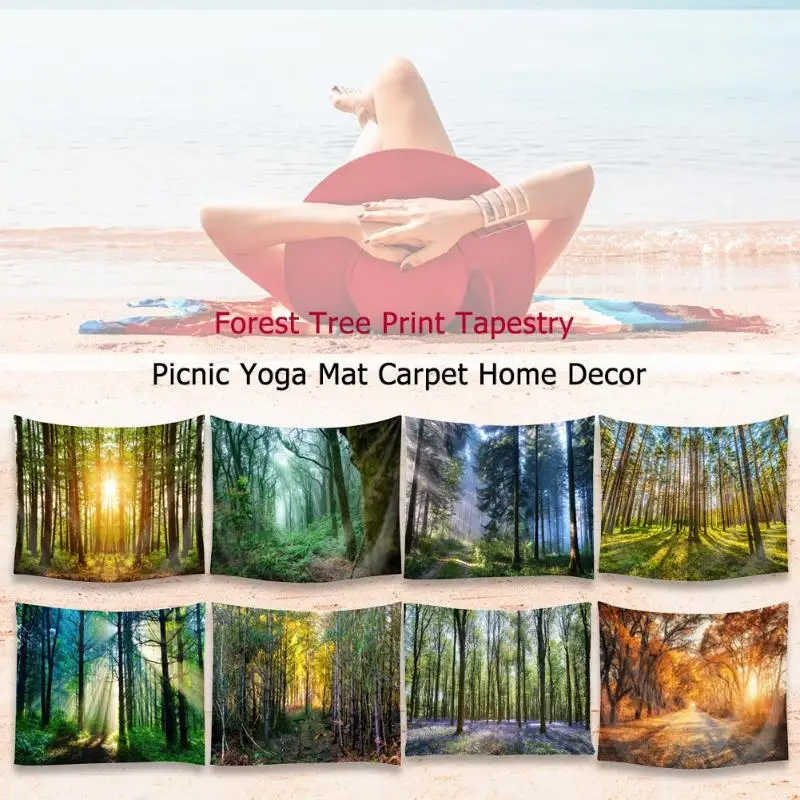 

Forest Tree Print Tapestry Travel Picnic Yoga Mat Carpet Home Art Decor Camping Outdoor Mats