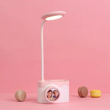 

Camera Table Lamp LEDs Night Light Study Book Light with Pen Holder Built-In 1200MAh Rechargeable Batterys for Kids Children Stu