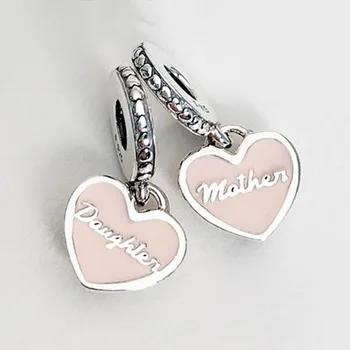 

100% 925 Sterling Silver Charm New Mother's Day Silvery Heart Pendant Fit Pandora Women Bracelet & Necklace Diy Jewelry