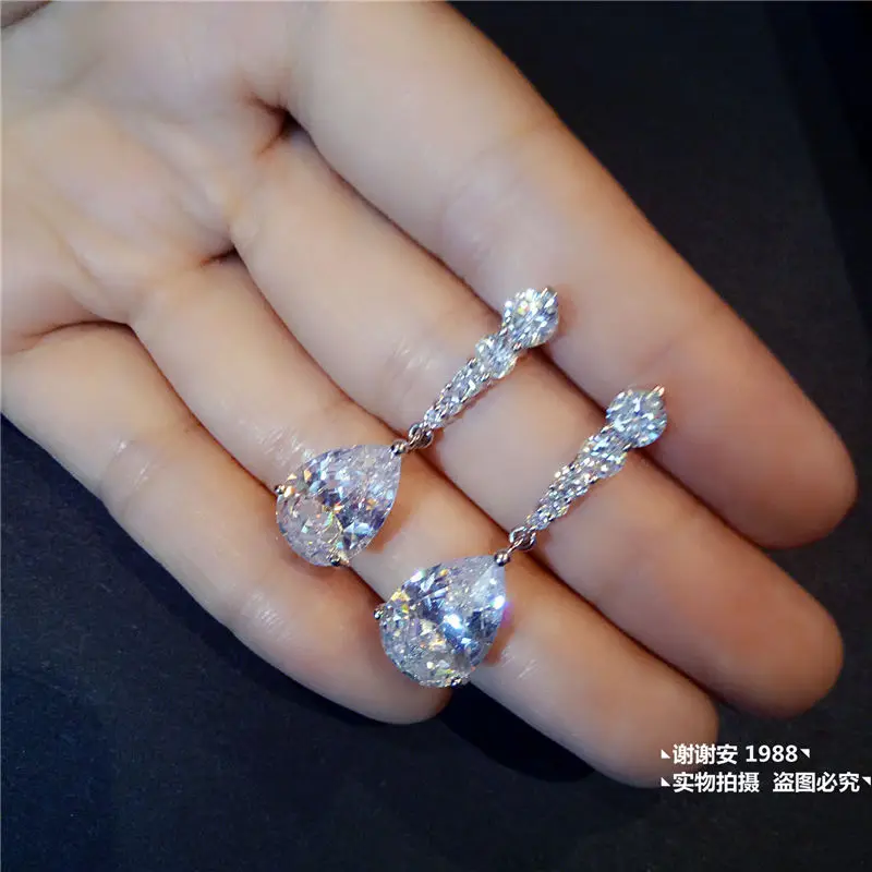 

Exquisite Women's Fashion AAA Cubic Zircon Drop Earrings White Color Leaf Wedding Jewelry Factory Wholesale 925 sterling silver
