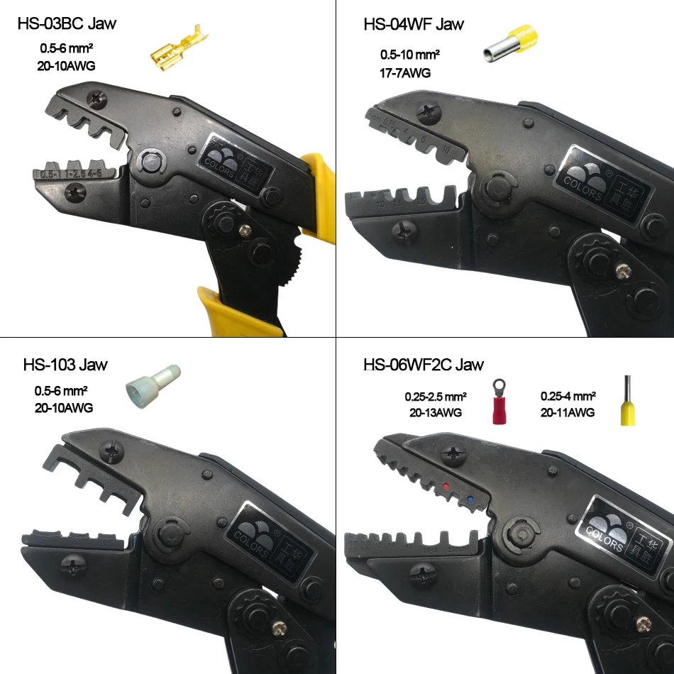 Обжимные плоскогубцы HS-30J 8 челюстей набор plug/трубка/изоляция/неизолированные клемм плоскогубцы alicate ручной инструмент комплект Зажимные инструменты