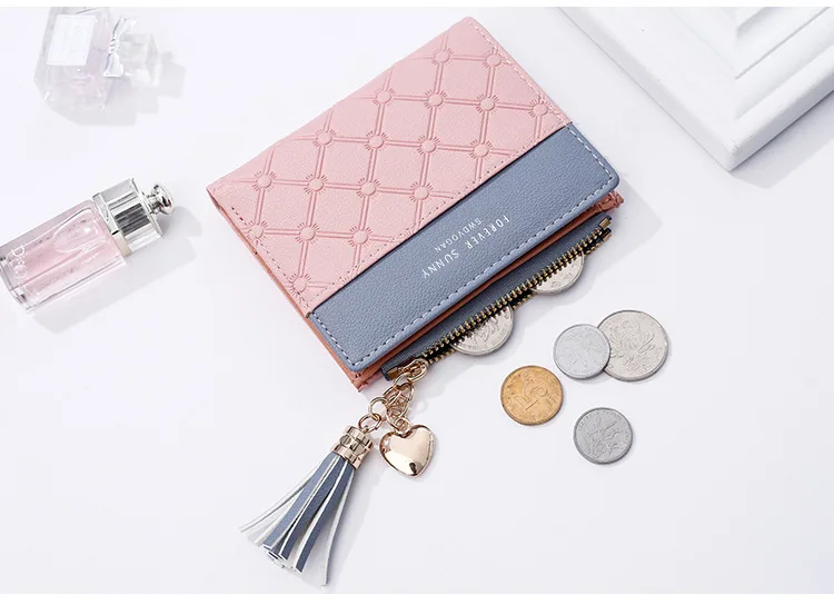 Стиль кошелек короткий женский кошелек на молнии корейский стиль с кисточками простые универсальные кошелек