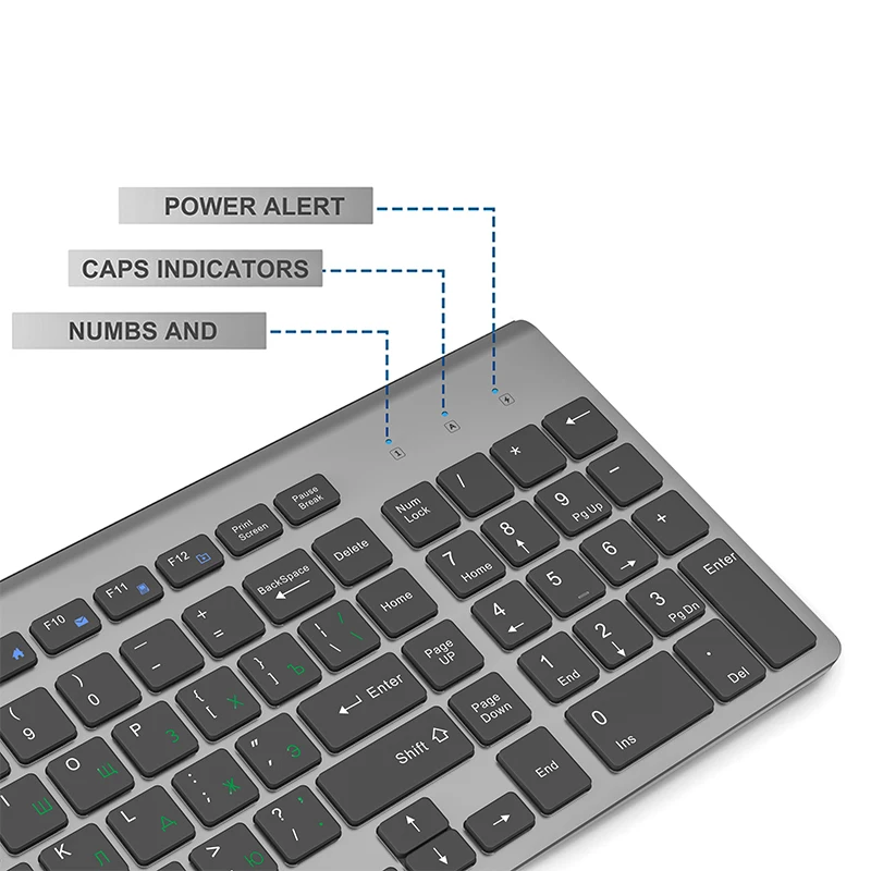 Russo sem Fio Receptor com Pequeno Digital para o Escritório em Casa Teclado Mouse Conjunto Compacto Silencioso Usb - Imagem 4