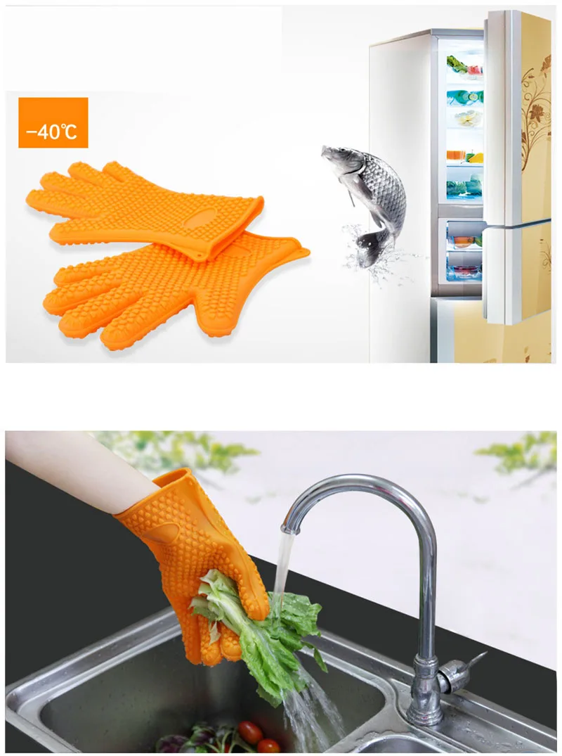 2 шт кухонные силиконовые термостойкие перчатки кухонные аксессуары приготовление, Выпекание, барбекю перчатки для печи