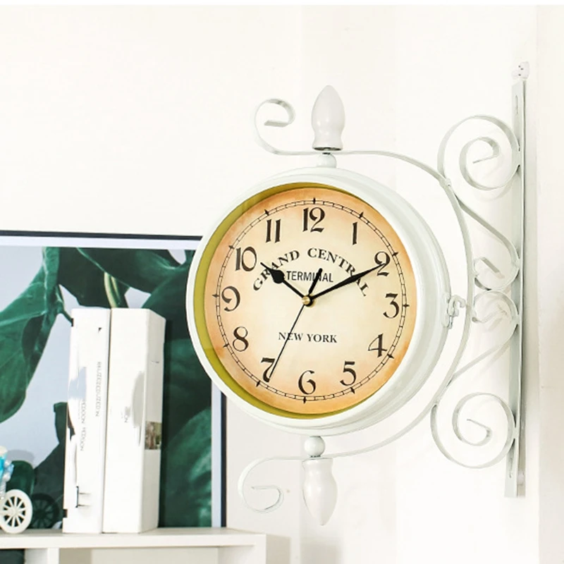 1 шт. европейский стиль винтажные часы инновационные модные Двухсторонние настенные часы домашний бар украшения