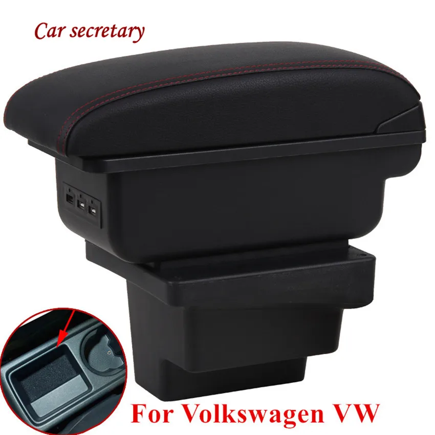 

For Volkswagen VW Tiguan I 2007-2016 USB Charging Heighten Double Layer Central Store Content Cup Holder Ashtray Accessories
