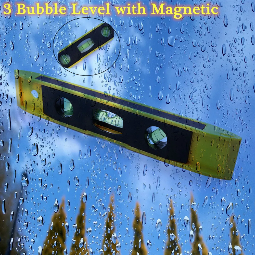 230 мм 3 пузырьковый спиртовой уровень пузырьковый линейка магнитная ABS оболочка Вертикальная Горизонтальная 45 градусов пузырьковый уровень измерительный инструмент