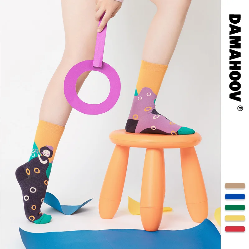 Оригинальные оригинальные хлопковые носки для девочек на весну, осень и зиму, милые носки с героями мультфильмов, женские носки