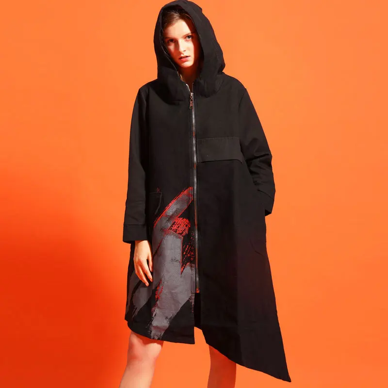 Max LuLu модная Корейская одежда Женская Осенняя панк уличная женская с принтом длинный плащ с капюшоном винтажные ветровки
