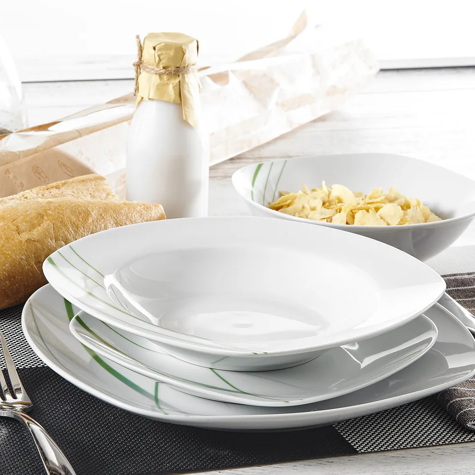 Ivory White Porcelain Dinnerware Set 48 Pieces